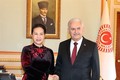 越南国会主席阮氏金银与土耳其议会议长比纳利·耶尔德勒姆举行会谈 