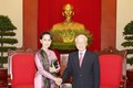 越共中央总书记阮富仲会见缅甸国家顾问兼外交部长昂山素季