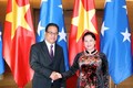 越南国会主席阮氏金银与密克罗尼西亚联邦国会议长韦斯利·西米纳举行会谈