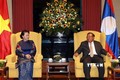 越南国会主席阮氏金银会见老挝人民革命党总书记、国家主席本扬