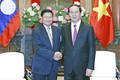 Chủ tịch nước Trần Đại Quang và Chủ tịch Quốc hội Nguyễn Thị Kim Ngân tiếp Thủ tướng Lào Thongloun Sisoulith