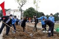 Các đại biểu tham gia trồng cây tại Nhà văn hóa thôn Núi, xã Việt Tiến, huyện Việt Yên (Bắc Giang). Ảnh: Đồng Thúy - TTXVN