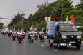 Diễu hành hưởng ứng Ngày Thế giới không thuốc lá và Tuần lễ Quốc gia không thuốc lá trên các tuyến đường nội thành của thành phố Cà Mau. Ảnh: Kim Há - TTXVN
