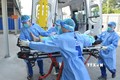 Thành phố Hồ Chí Minh diễn tập tình huống vận chuyển ca bệnh COVID-19 nặng đến Bệnh viện Dã chiến số 13. Ảnh: Đinh Hằng - TTXVN
