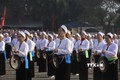 Trình diễn chiêng Mường trong Lễ hội Khai hạ dân tộc Mường tỉnh Hòa Bình năm 2023. Ảnh: Trọng Đạt - TTXVN