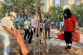 Cán bộ, công-viên chức cùng người dân thành phố Thủ Đức tham gia trồng cây. Ảnh: Hồng Giang - TTXVN