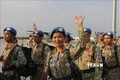 Nữ cán bộ, chiến sĩ Bệnh viện dã chiến cấp 2 số 3 xuất quân lên đường làm nhiệm vụ tại Bentiu, Nam Sudan. Ảnh: Thanh Vũ-TTXVN