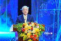 Đồng chí Đỗ Văn Chiến, Bí thư Trung ương Đảng, Chủ tịch UBTƯ MTTQ Việt Nam phát biểu tại lễ trao giải. Ảnh: Minh Đức – TTXVN