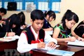 Một giờ học của học sinh trường THPT Dân tộc nội trú Nơ Trang Lơng, Đắk Lắk. Ảnh: TTXVN