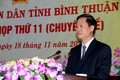 Đồng chí Đoàn Anh Dũng, Chủ tịch UBND tỉnh Bình Thuận, phát biểu nhận nhiệm vụ. Ảnh: Nguyễn Thanh – TTXVN