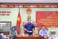 Thượng tướng Trần Quang Phương, Phó Chủ tịch Quốc hội, Trưởng Đoàn giám sát của Quốc hội phát biểu tại buổi làm việc. Ảnh: Tuấn Anh – TTXVN