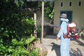 Lực lượng y tế phun hóa chất diệt muỗi tại khu dân cư. Ảnh: Dư Toán – TTXVN