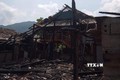 Hiện trường vụ cháy 3 nhà dân ở xã Phúc An, huyện Yên Bình xảy ra vào ngày 24/8. Ảnh: TTXVN phát