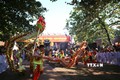 Tiết mục biểu diễn múa rồng trong lễ hội đền Trần năm 2023. Ảnh: Công Luật - TTXVN