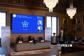 Lễ công bố giải Nobel Hóa học 2022 tại Viện Hàn lâm Khoa học Hoàng gia ở Stockholm, Thụy Điển, ngày 5/10/2022. Ảnh: AFP/TTXVN