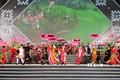 Tiết mục biểu diễn nghệ thuật tại lễ khai mạc Chương trình du lịch “Qua những miền di sản Việt Bắc” lần thứ 14. Ảnh: Quang Cường - TTXVN