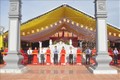 Cắt băng khánh thành Đền thờ Bác Hồ và các anh hùng liệt sỹ tỉnh Quảng Bình. Ảnh: Võ Dung - TTXVN