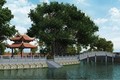 Phối cảnh công trình phục dựng tòa Phương Đình và tôn tạo gò Kim Châu tại hồ Văn. Ảnh: TTXVN phát

