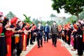 Đồng chí Trần Cẩm Tú dự Ngày hội Đại đoàn kết tại Lào Cai. Ảnh: Hương Thu - TTXVN
