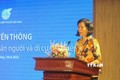 Phó Chủ tịch Hội Liên hiệp Phụ nữ Việt Nam Nguyễn Thị Minh Hương phát biểu tại buổi truyền thông. Ảnh: Minh Thu- TTXVN