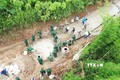 Ra quân làm đường giao thông nông thôn xã Mường Lèo. Ảnh: Quang Quyết - TTXVN