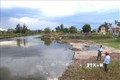 Đê kè bờ sông Bầu Bợm để bảo vệ làng Hà Lộc, bị lũ cuốn trôi đã gần 4 năm, nhưng chưa được khắc phục. Ảnh: Nguyên Lý-TTXVN