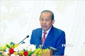 Phó Thủ tướng Thường trực Trương Hoà Bình trình bày báo cáo tóm tắt về tình hình thực hiện kế hoạch phát triển KT - XH năm 2020 và 5 năm 2016 - 2020, dự kiến nhiệm vụ thời gian tới. Ảnh: Thống Nhất – TTXVN