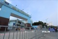 Hàng rào được dựng trước cửa Bệnh viện K Cơ sở 3 tại số 30, đường Cầu Bươu, xã Tân Triều, huyện Thanh Trì, Hà Nội. Ảnh: Minh Đức - TTXVN