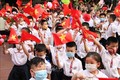 Học sinh trường Tiểu học Thăng Long, quận Hoàn Kiếm (Hà Nội) trong lễ khai giảng năm học mới. Ảnh: Tư liệu TTXVN