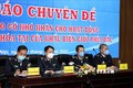 Phó Cục trưởng Cục Hải quan Lạng Sơn Vy Công Tường (thứ hai từ trái sang) trả lời câu hỏi của phóng viên. Ảnh: Phạm Hậu - TTXVN
