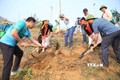 Phó tổng giám đốc BIDV, ông Trần Phương cùng Bí thư huyện ủy Phong Thổ, Sùng A Nủ và người dân trồng cây xanh tại xã Bản Lang tại lễ trồng cây. Ảnh: Quý Trung – TTXVN