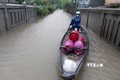 Người dân huyện Quảng Điền phải sử dụng ghe để vận chuyển nhu yếu phẩm. Ảnh: Mai Trang - TTXVN