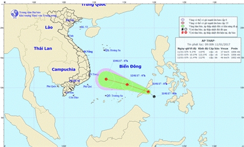 Thời tiết ngày 11/1: Xuất hiện vùng áp thấp gần Biển Đông