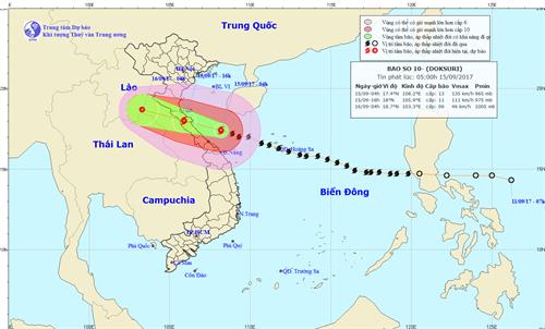 Bão số 10 vào khu vực từ Nghệ An đến Quảng Trị gây gió mạnh cấp 11-12, giật cấp 15