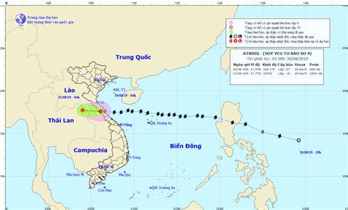 Thời tiết ngày 30/8/2019: Bão số 4 vào đất liền các tỉnh Hà Tĩnh, Quảng Bình và suy yếu thành áp thấp nhiệt đới