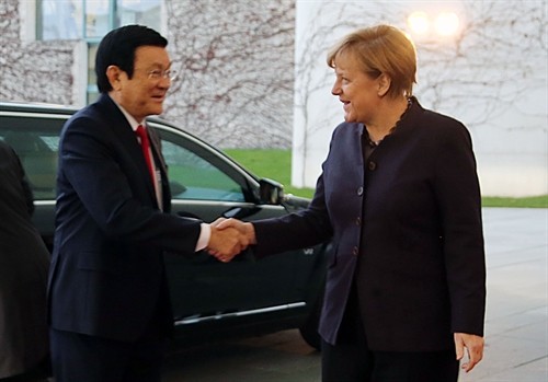 Chủ tịch nước Trương Tấn Sang hội đàm với Thủ tướng Đức Angela Merkel