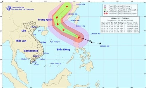 Siêu bão HAIMA gây gió giật cấp 16 trên bắc biển Đông