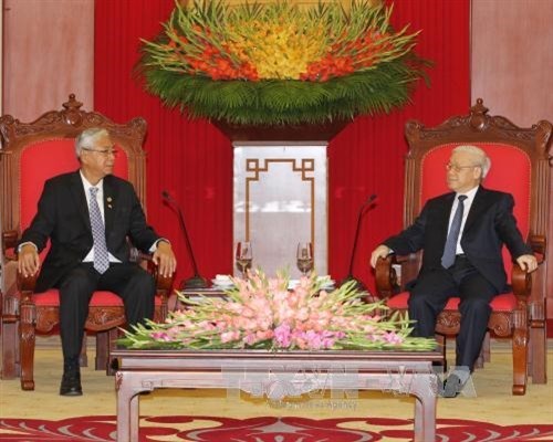 Tổng Bí thư Nguyễn Phú Trọng tiếp Tổng thống Myanmar
