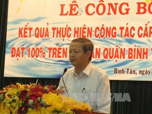 Thành phố Hồ Chí Minh: 100% hộ dân trên địa bàn quận Bình Tân có nước sạch