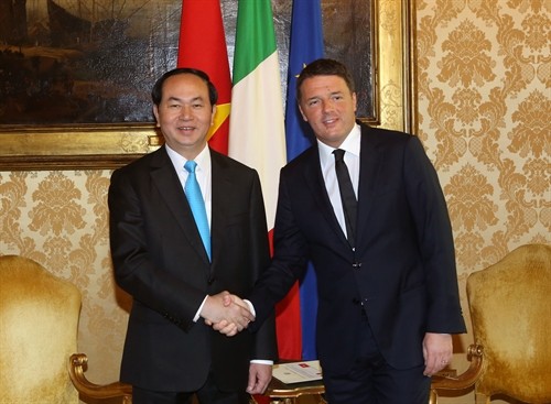 Chủ tịch nước Trần Đại Quang hội kiến Thủ tướng Italy