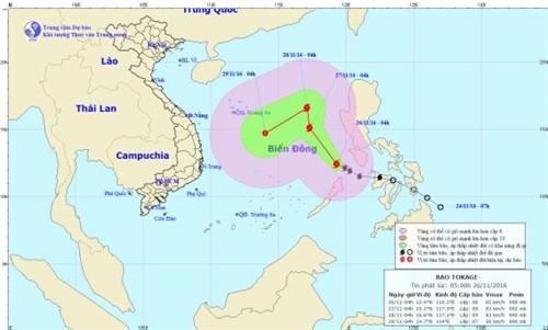Tin bão số 9 Tokage trên Biển Đông