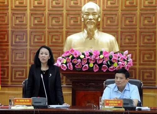 Trưởng Ban Dân vận Trung ương Trương Thị Mai làm việc tại Lai Châu