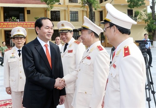 Chủ tịch nước Trần Đại Quang dự Lễ kỷ niệm 70 năm Ngày truyền thống Học viện An ninh Nhân dân