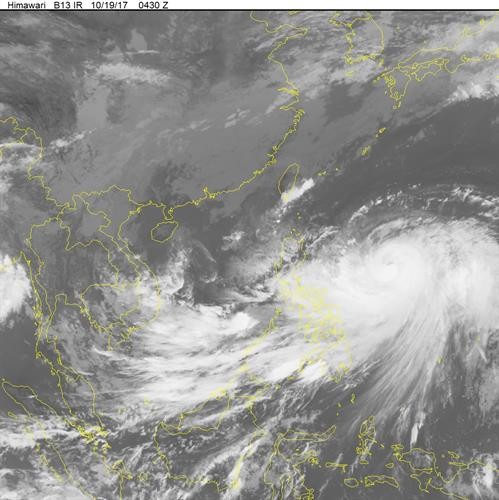 Vùng áp thấp di chuyển theo hướng Đông Đông Bắc, Nam biển Đông mưa dông, gió giật cấp 7-8