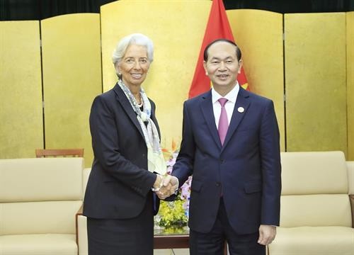 越南国家主席陈大光会见国际货币基金组织总裁克里斯蒂娜•拉加德