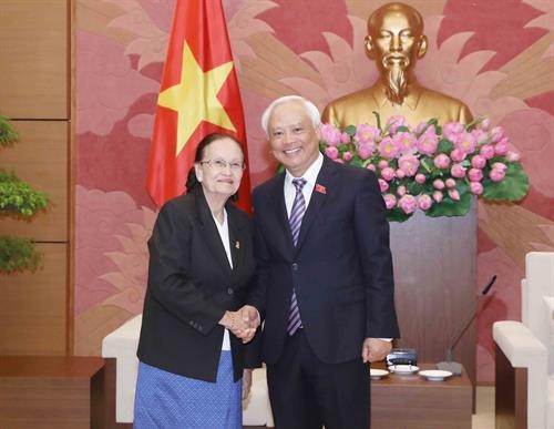 越南国会副主席汪周刘会见柬埔寨参议院国际合作与信息传媒委员会代表团