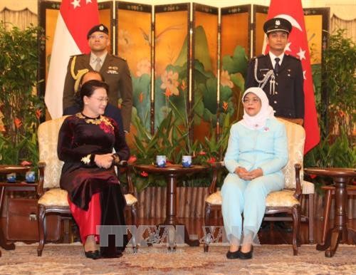 越南国会主席阮氏金银会见新加坡共和国总统哈莉玛·雅各布