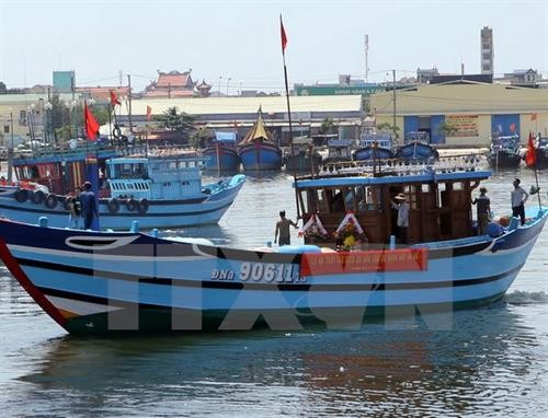 岘港市援助渔民们进行合法捕捞