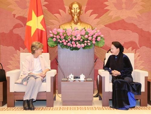 越南国会主席阮氏金银会见西班牙新任驻越南大使
