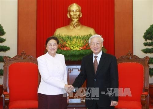 Tổng Bí thư Nguyễn Phú Trọng tiếp Chủ tịch Quốc hội Lào Pany Yathotou